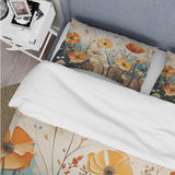 Orange Seasonal Flowers Seasonal Collage II - Duvet Cover Set