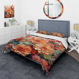 Orange Pink Succulents Flowers I - Duvet Cover Set