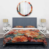 Orange Pink Succulents Flowers I - Duvet Cover Set