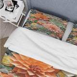 Orange Pink Succulents Flowers III - Duvet Cover Set