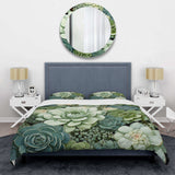 Green Succulents Flowers Serene Succulents IV - Duvet Cover Set