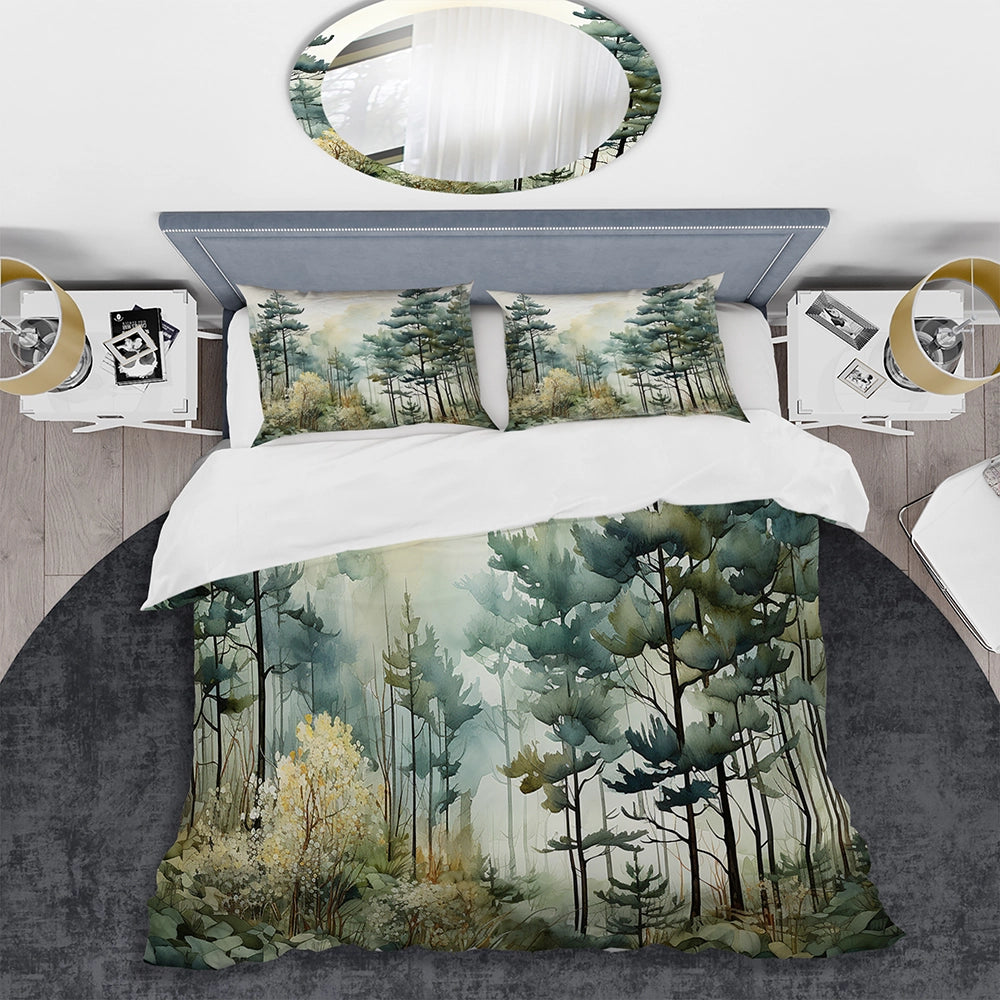 Tonalism Whispering Pines Pointillism I - Duvet Cover Set