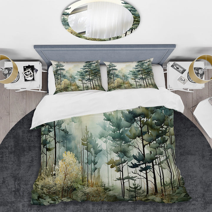 Tonalism Whispering Pines Pointillism I - Duvet Cover Set