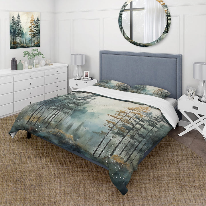 Tonalism Whispering Pines Pointillism II - Duvet Cover Set