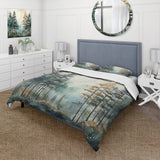 Tonalism Whispering Pines Pointillism II - Duvet Cover Set