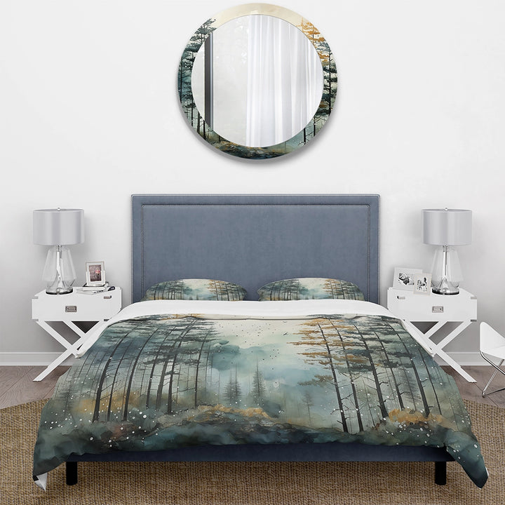 Tonalism Whispering Pines Pointillism II - Duvet Cover Set