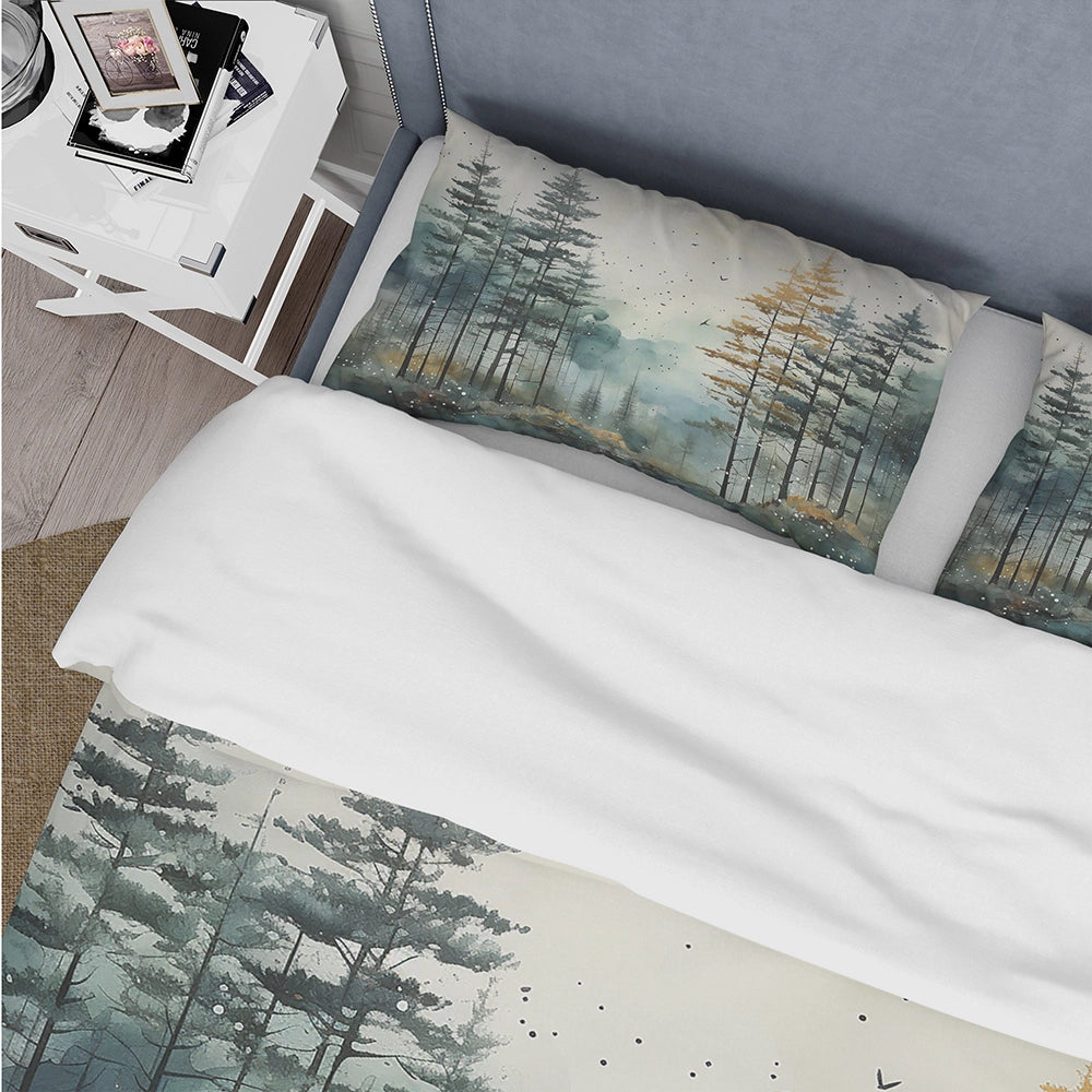 Tonalism Whispering Pines Pointillism II - Duvet Cover Set