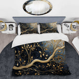 Golden Branch Tree Luminous Tangle I - Duvet Cover Set