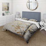 Tree Whispers Of Gray And Gold - Duvet Cover Set