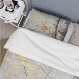 Tree Whispers Of Gray And Gold - Duvet Cover Set