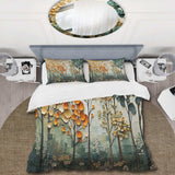 Orange Green Trees Canopy Patchwork I - Duvet Cover Set