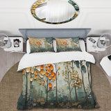 Orange Green Trees Canopy Patchwork I - Duvet Cover Set