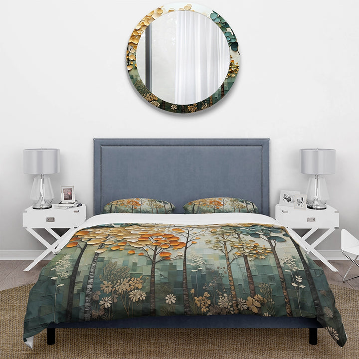 Orange Green Trees Canopy Patchwork I - Duvet Cover Set