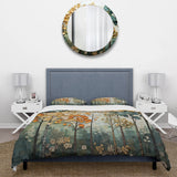Orange Green Trees Canopy Patchwork I - Duvet Cover Set