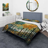 Orange Green Trees Canopy Patchwork III - Duvet Cover Set