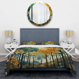 Orange Green Trees Canopy Patchwork III - Duvet Cover Set