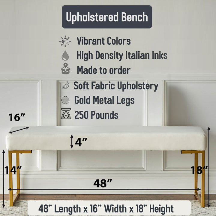 Goldern Gilded Chevron Reverie - Upholstered Accent Bench