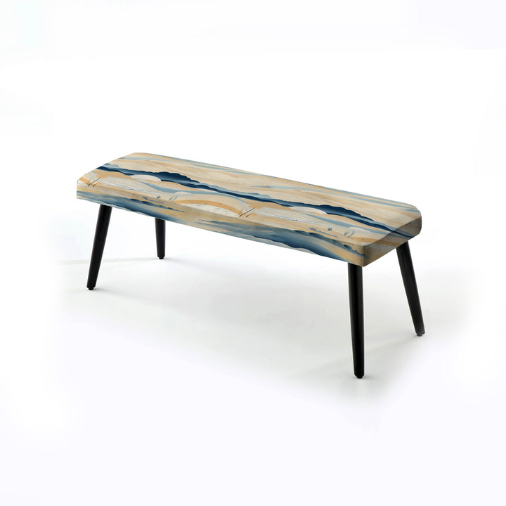Coastal Landscape Minimal In Blue - Upholstered Accent Bench