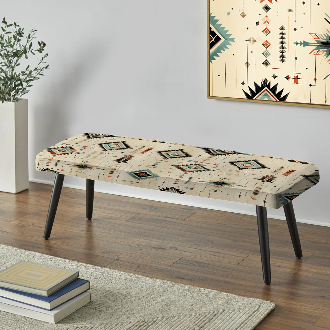 Tribal Nomad Boho Pattern - Upholstered Accent Bench