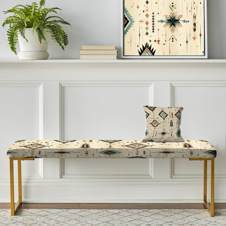 Tribal Nomad Boho Pattern - Upholstered Accent Bench