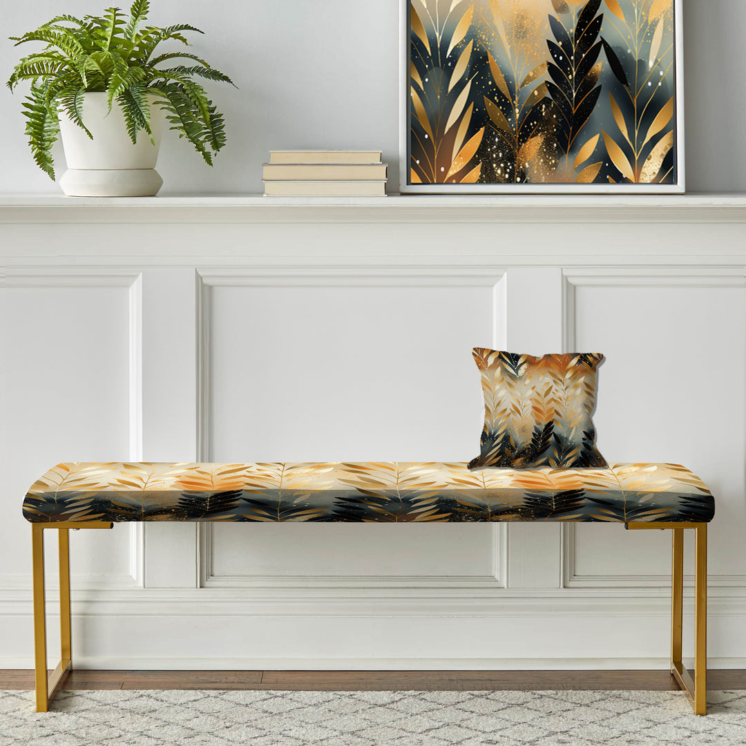 Goldern Gilded Chevron Reverie - Upholstered Accent Bench