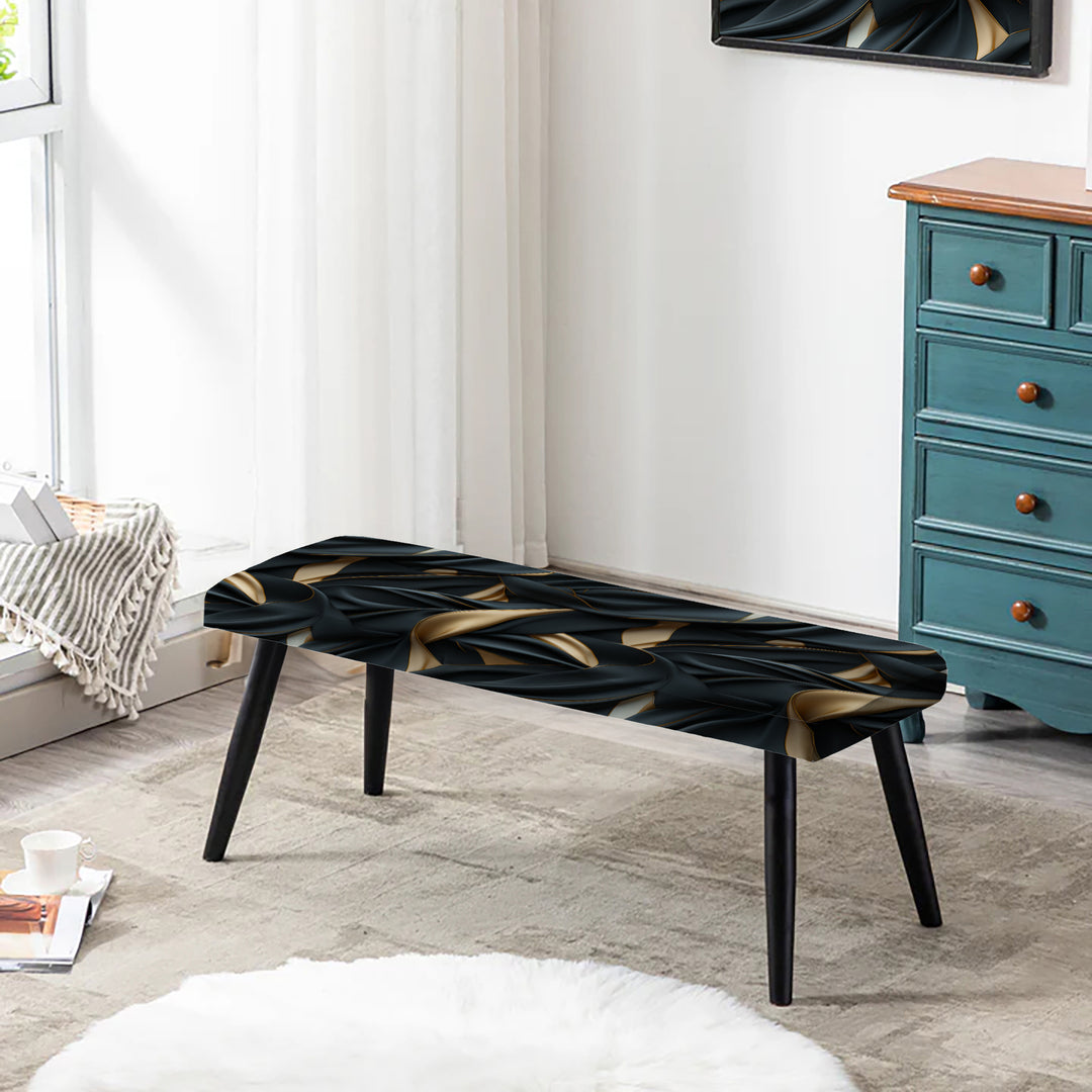 Glamour Noir And Gold Harmony - Upholstered Accent Bench