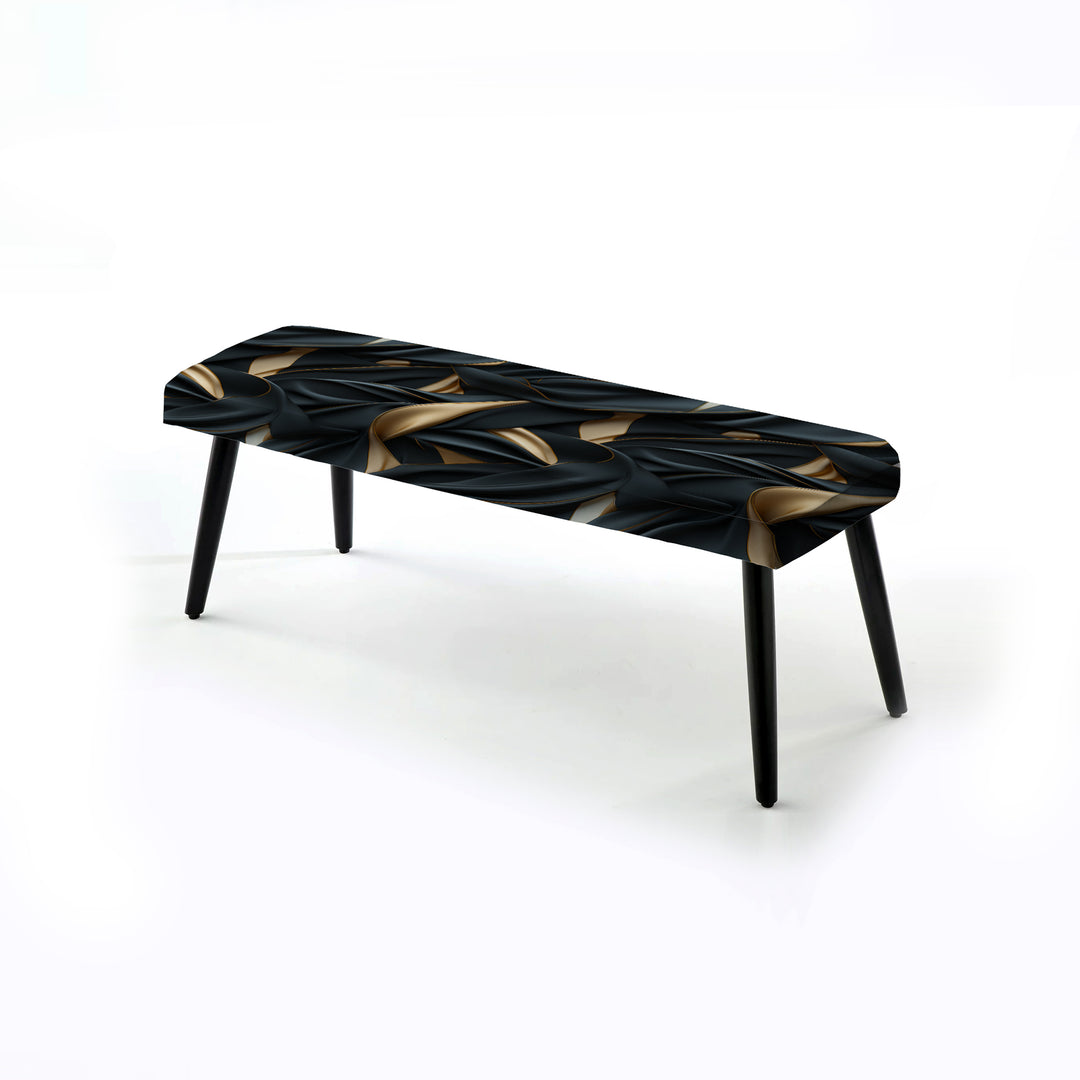 Glamour Noir And Gold Harmony - Upholstered Accent Bench