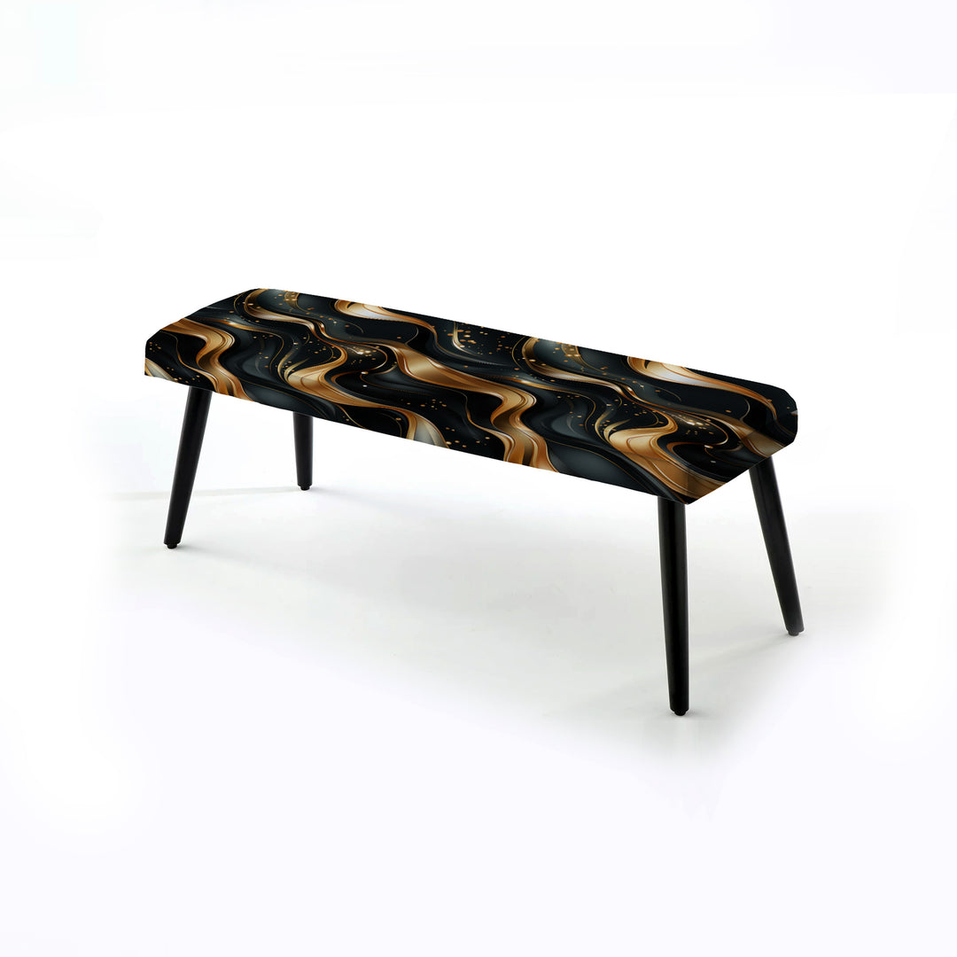 Midnight Charm Gold And Black - Upholstered Accent Bench