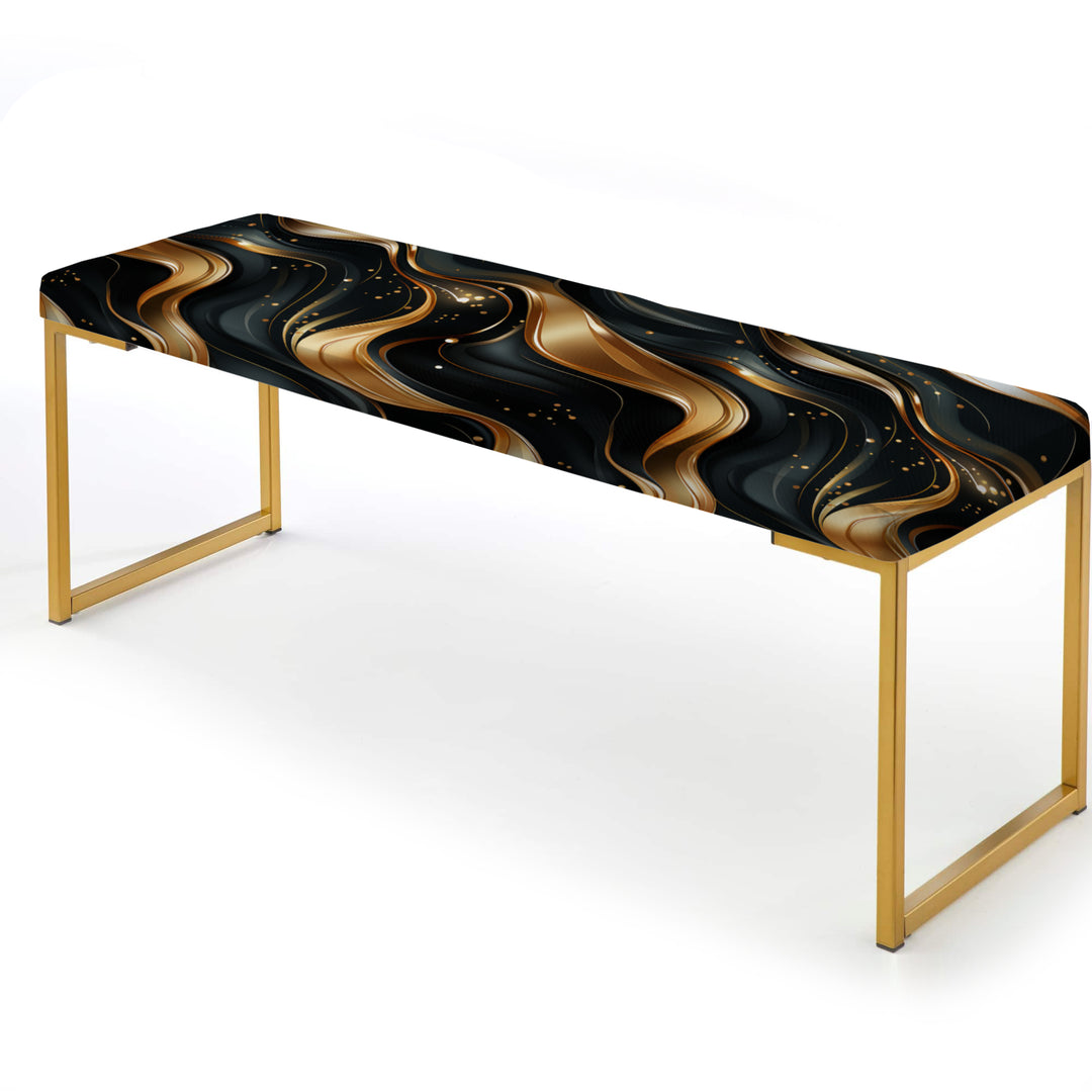 Midnight Charm Gold And Black - Upholstered Accent Bench