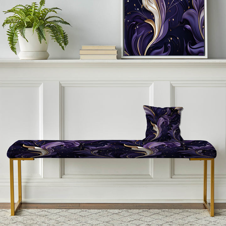 Deep Purple Wave Majesty Glam - Upholstered Accent Bench