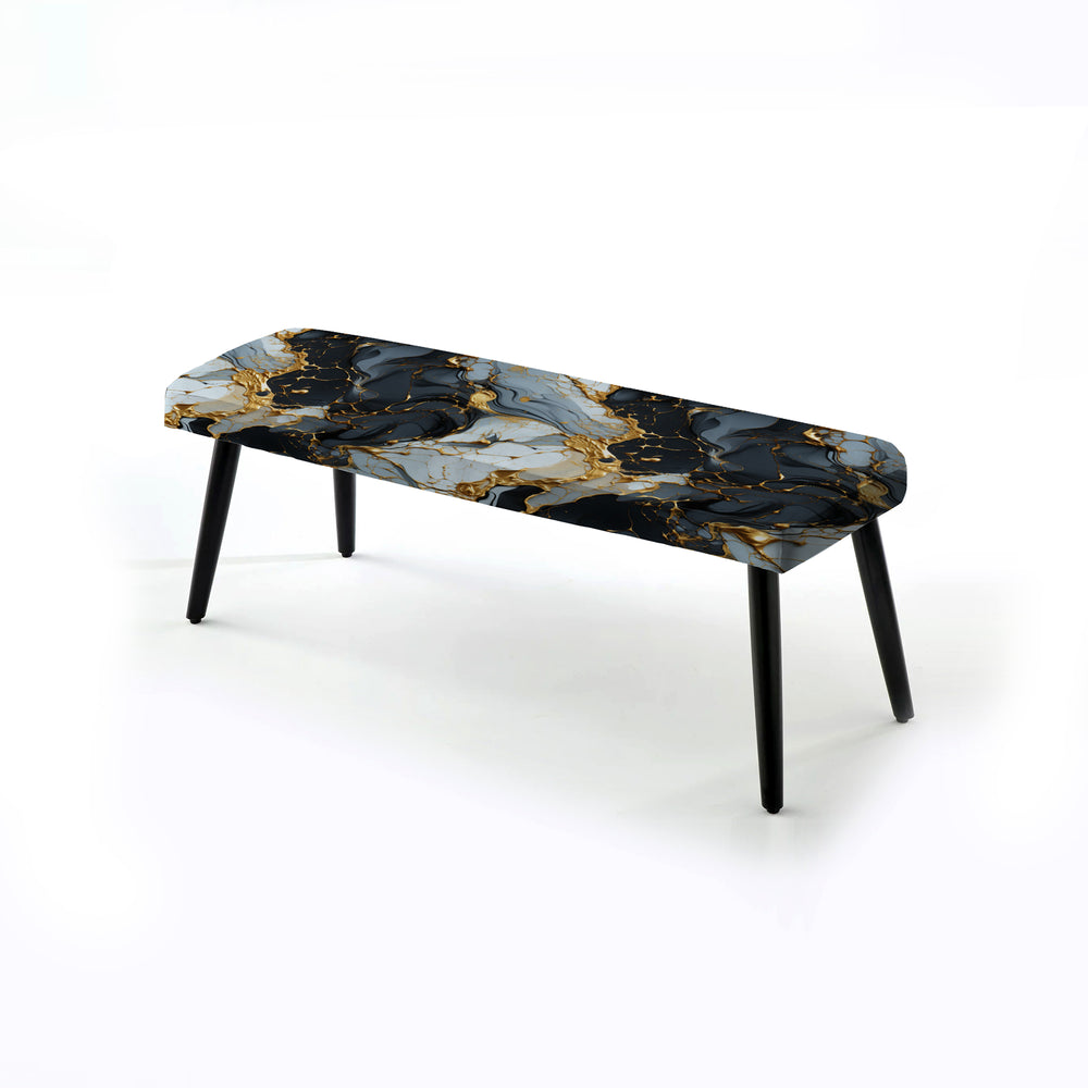 Gilded Gold And Black  Luxe Marble Splendor - Upholstered Accent Bench