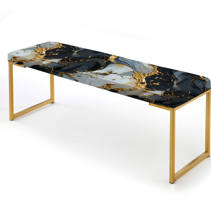 Gilded Gold And Black  Luxe Marble Splendor - Upholstered Accent Bench
