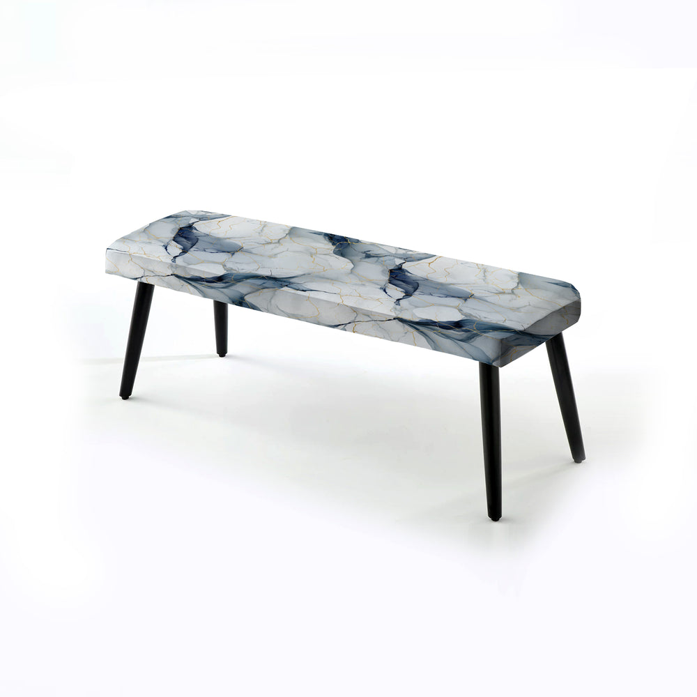 White And Grey Marble Harmony Pattern - Upholstered Accent Bench
