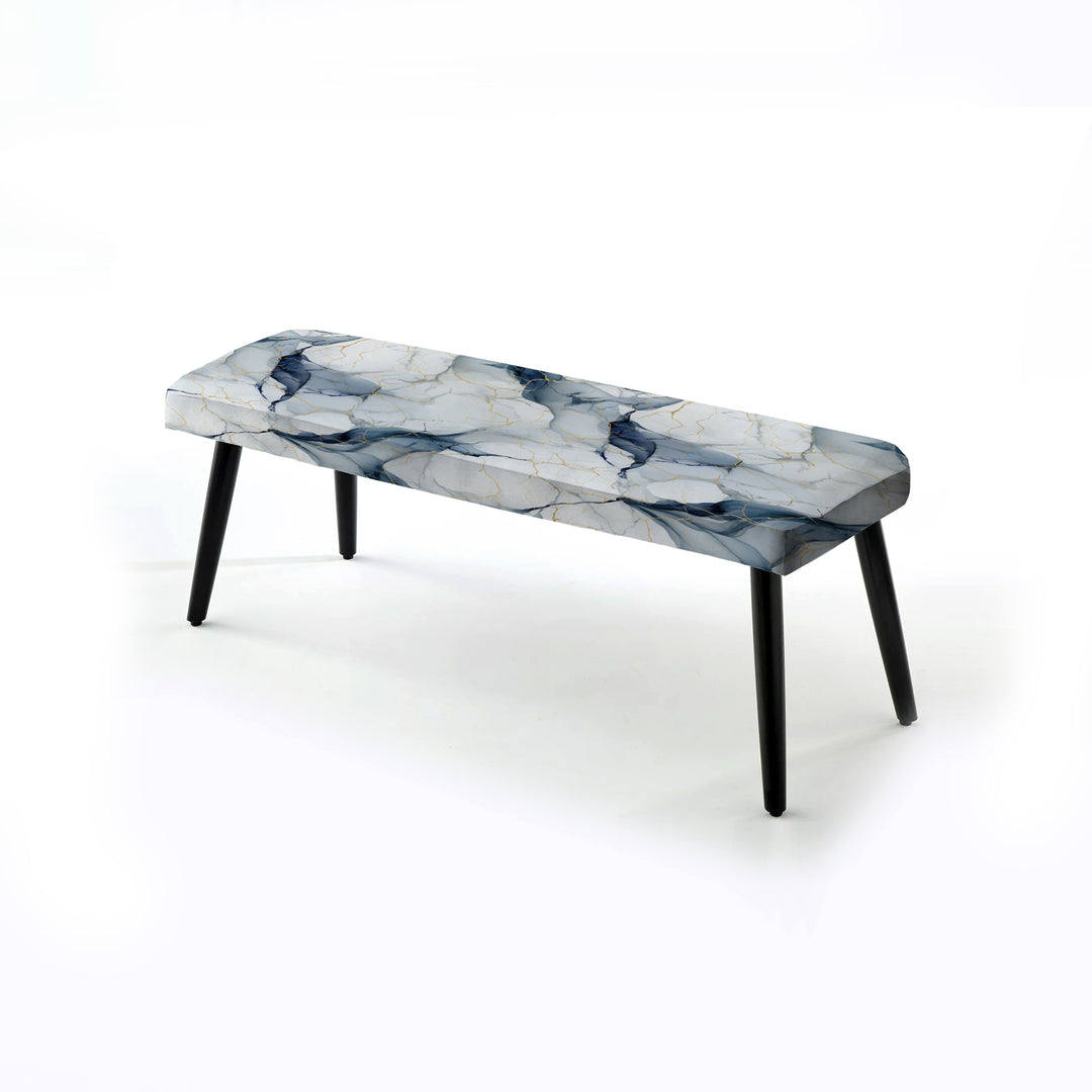 White And Grey Marble Harmony Pattern - Upholstered Accent Bench