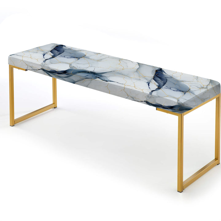 White And Grey Marble Harmony Pattern - Upholstered Accent Bench