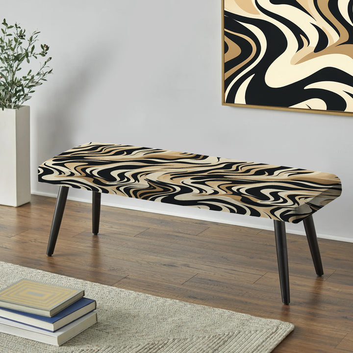 Mocha Zebra Stripes Striped Pattern - Upholstered Accent Bench