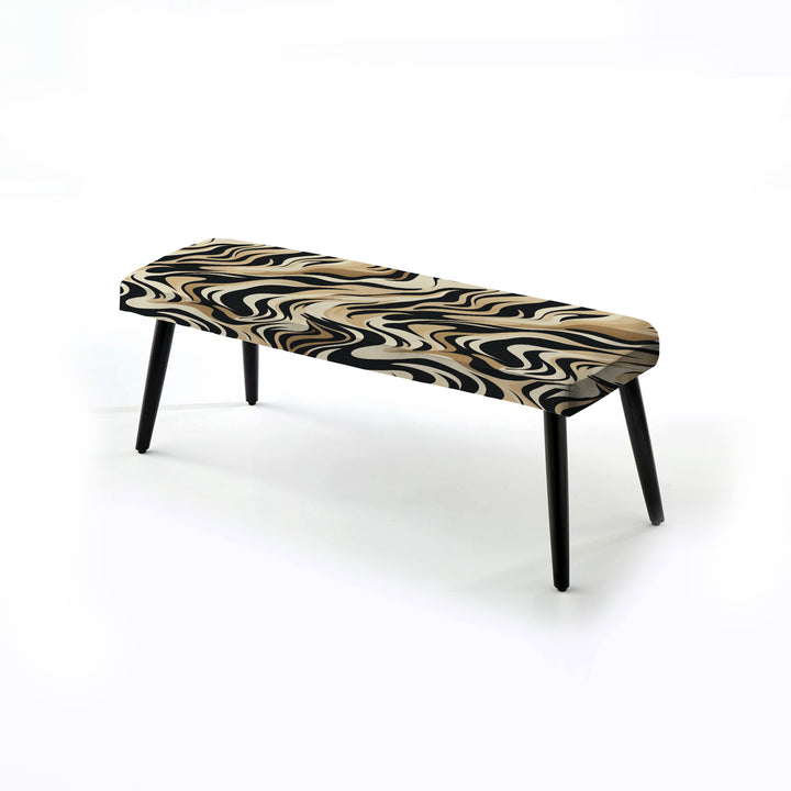 Mocha Zebra Stripes Striped Pattern - Upholstered Accent Bench