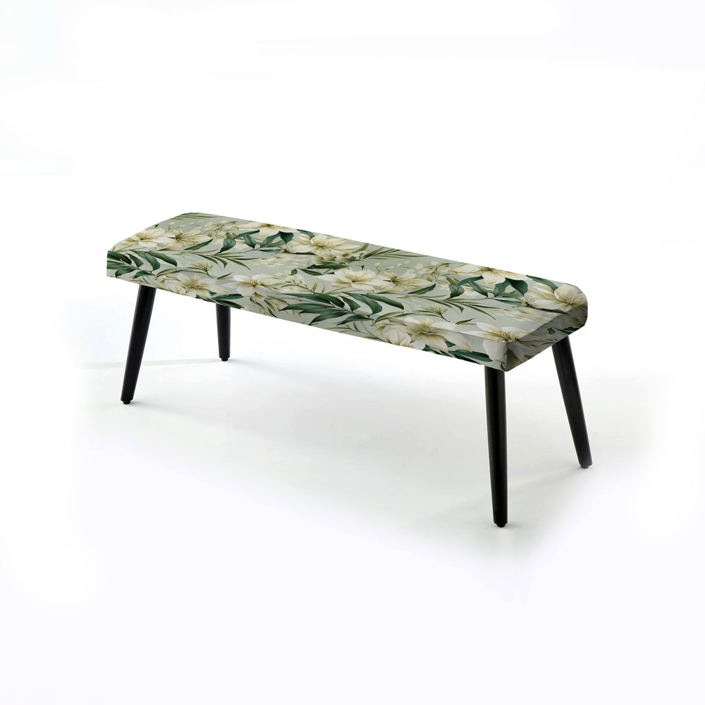 Bamboo Whispers Tropical Pattern - Upholstered Accent Bench