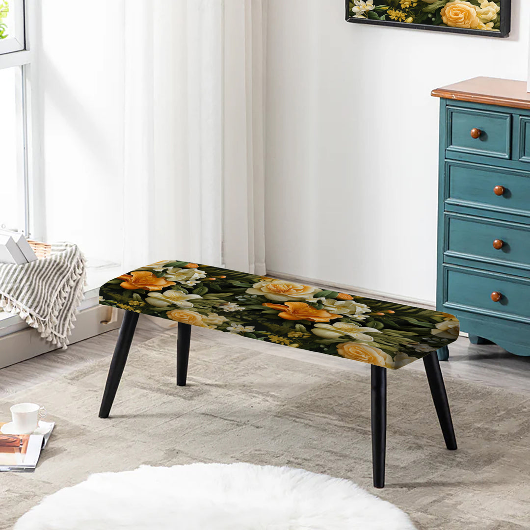Mango Bloom Tropical Pattern - Upholstered Accent Bench