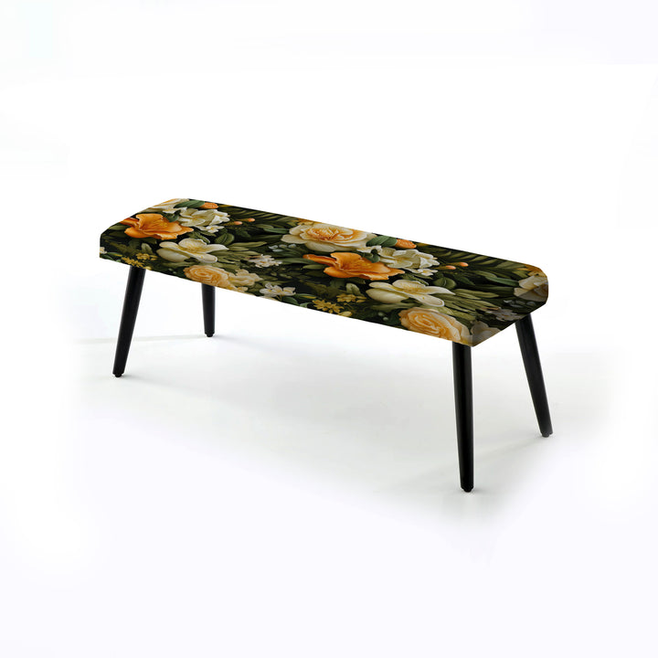 Mango Bloom Tropical Pattern - Upholstered Accent Bench