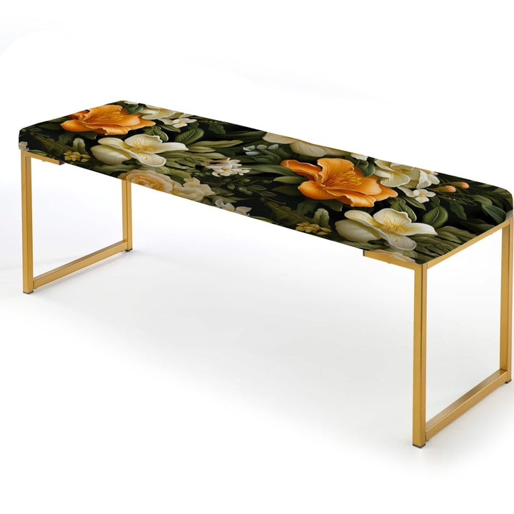 Mango Bloom Tropical Pattern - Upholstered Accent Bench