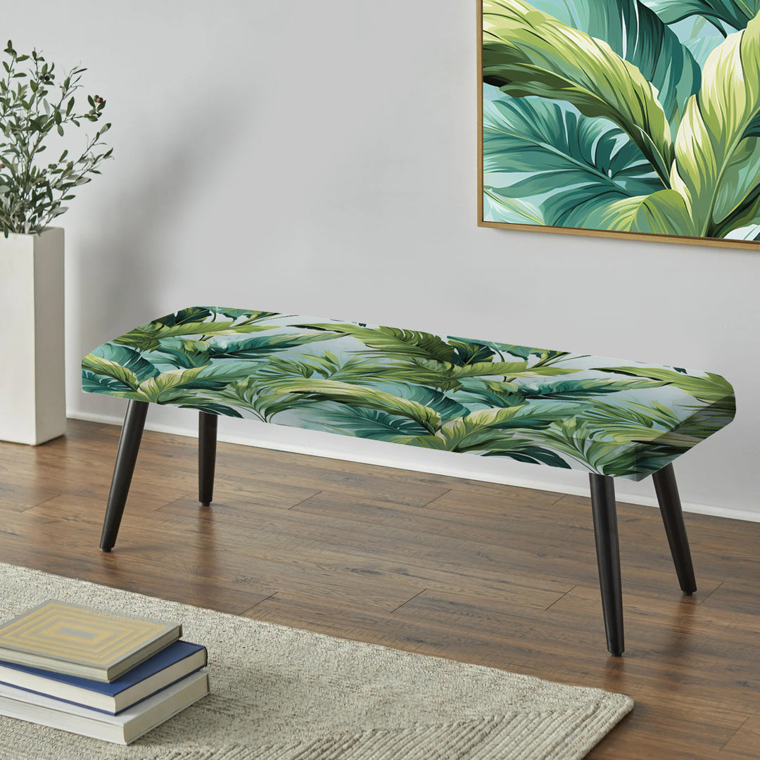 Palm Mirage Tropical Pattern - Upholstered Accent Bench