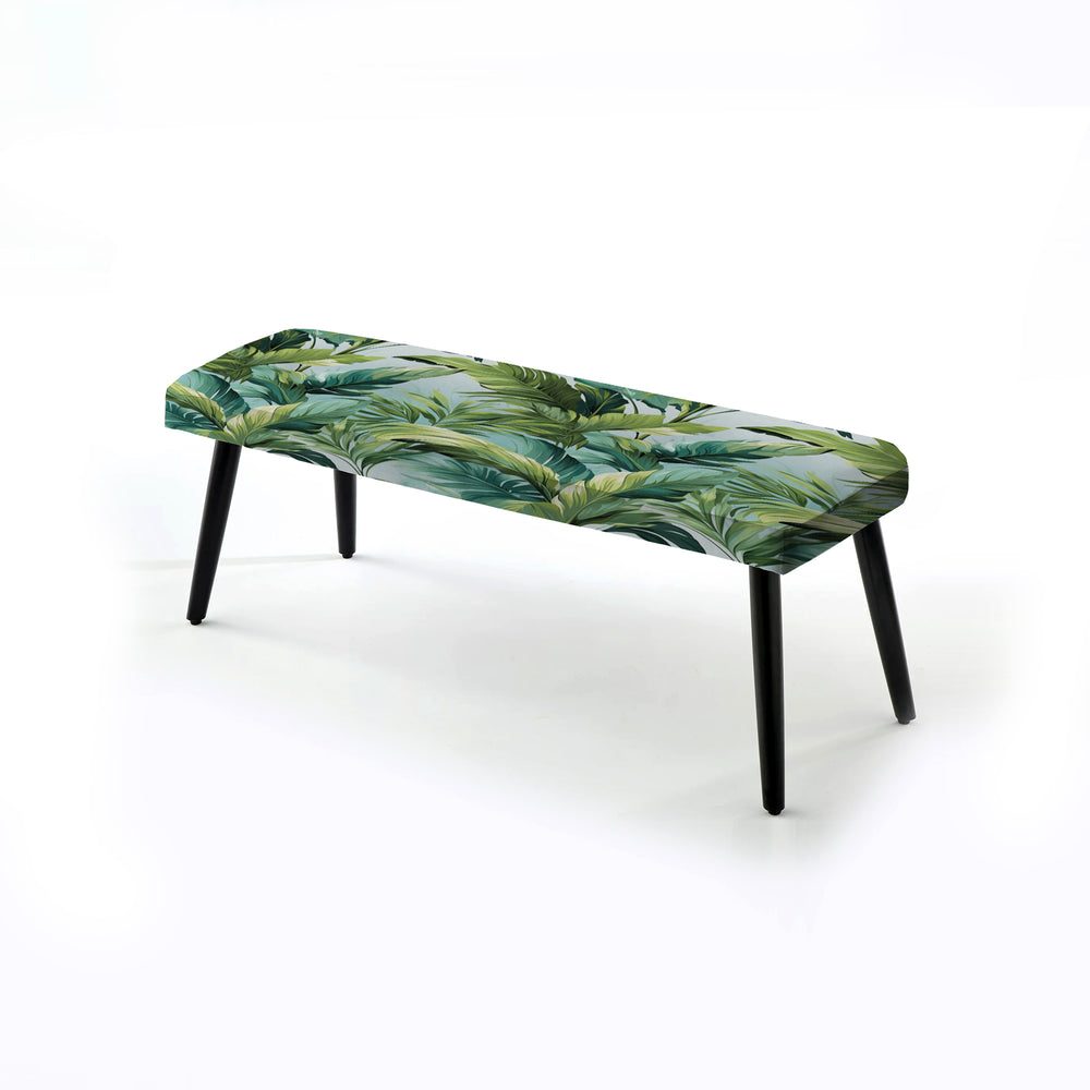 Palm Mirage Tropical Pattern - Upholstered Accent Bench