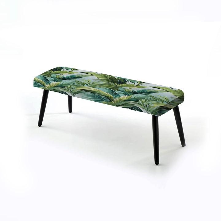 Palm Mirage Tropical Pattern - Upholstered Accent Bench