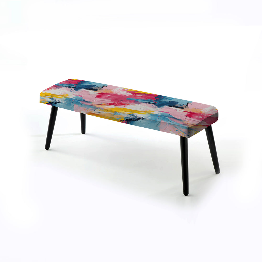 Watercolor Paint Lines With White Overlapping Stripes P - Upholstered Accent Bench