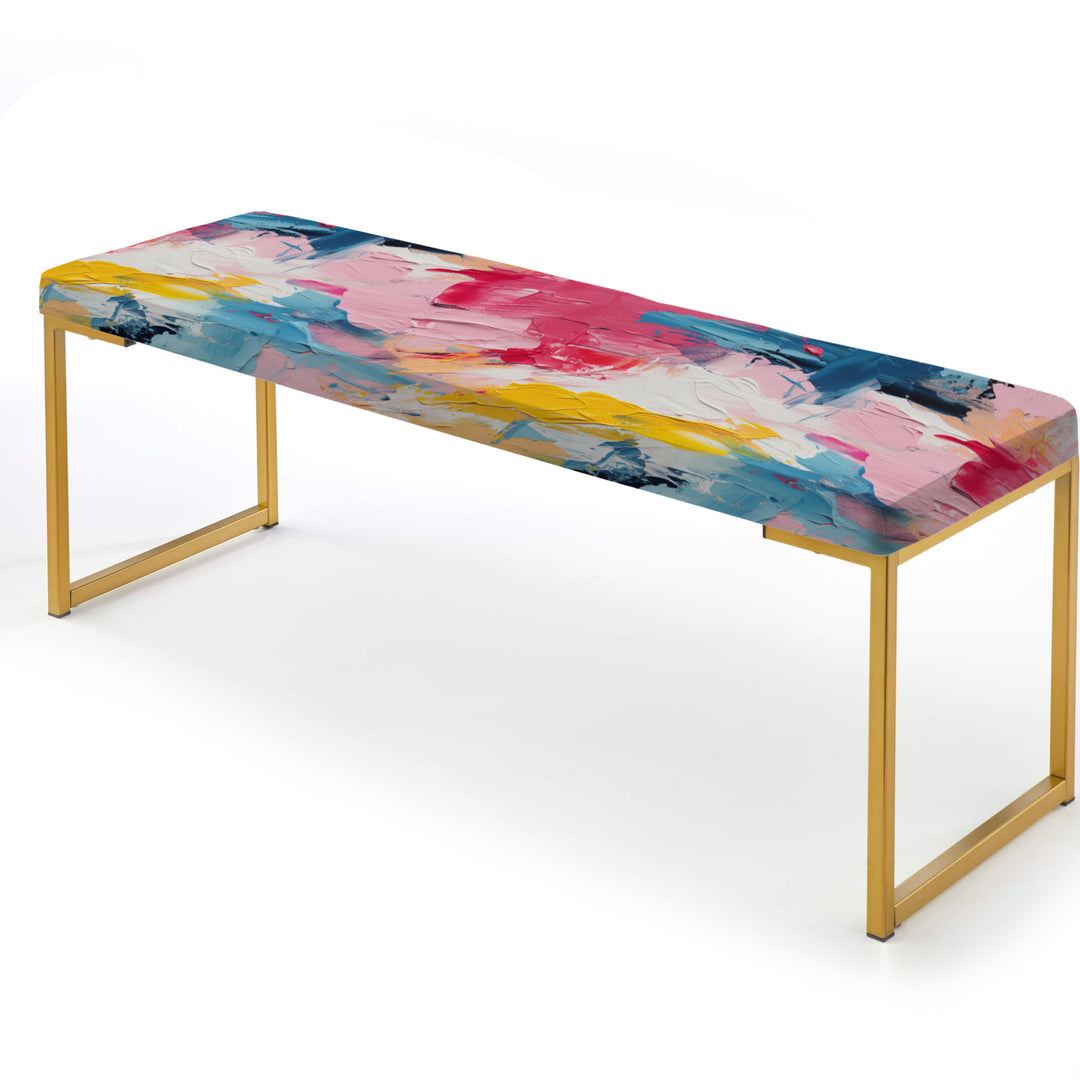 Watercolor Paint Lines With White Overlapping Stripes P - Upholstered Accent Bench