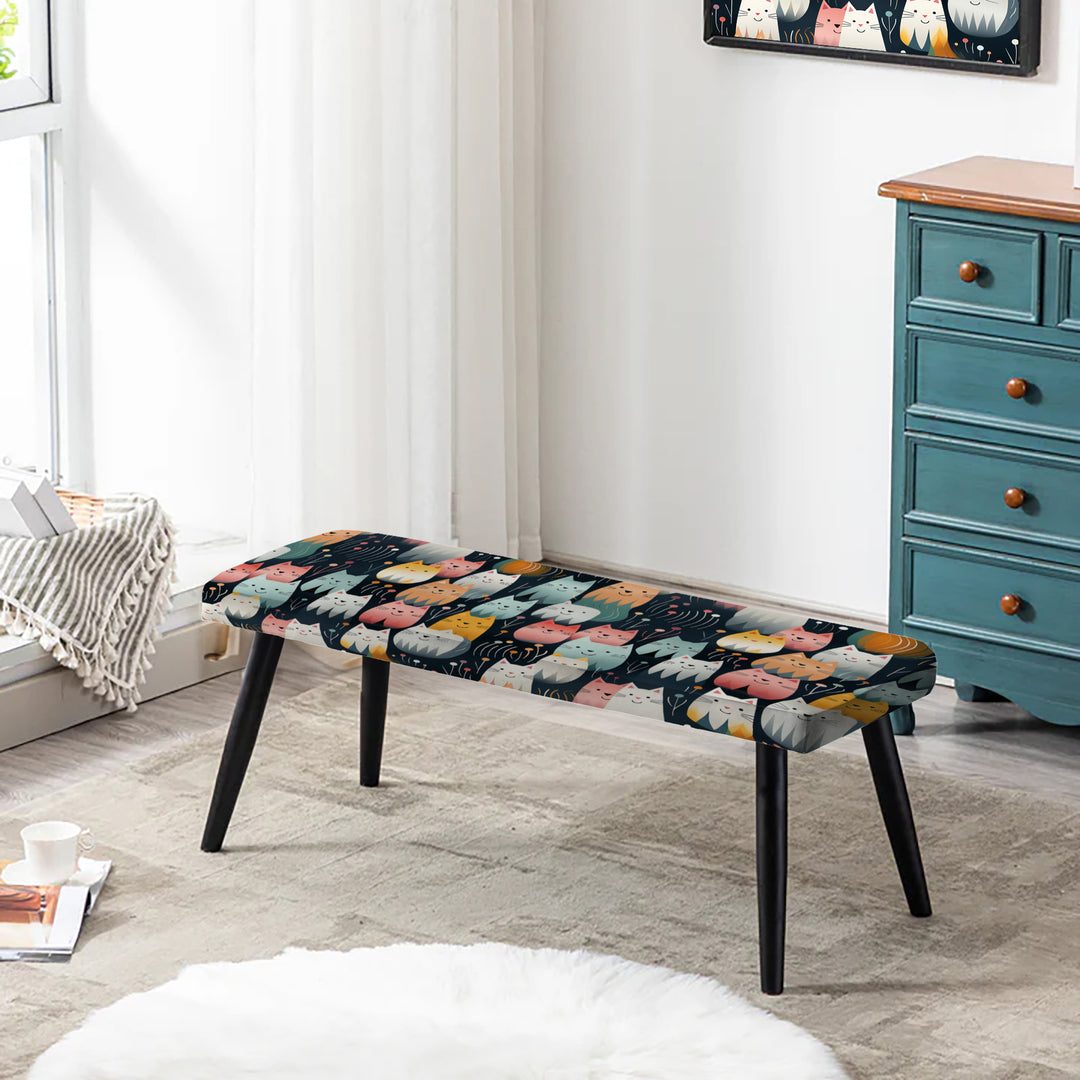 Cute Cat Animal For Nursery - Upholstered Accent Bench