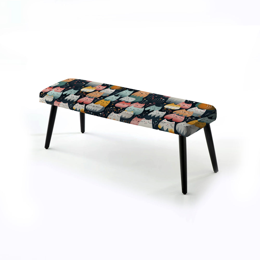 Cute Cat Animal For Nursery - Upholstered Accent Bench