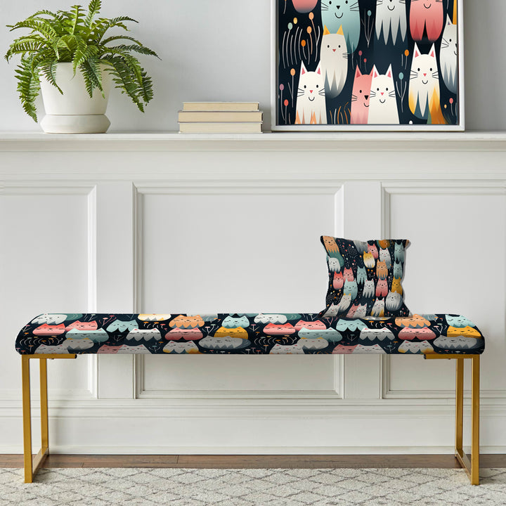 Cute Cat Animal For Nursery - Upholstered Accent Bench