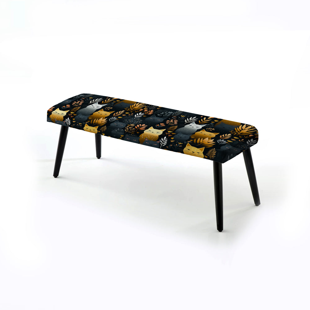 Cute Cat In Botanical Garden - Upholstered Accent Bench